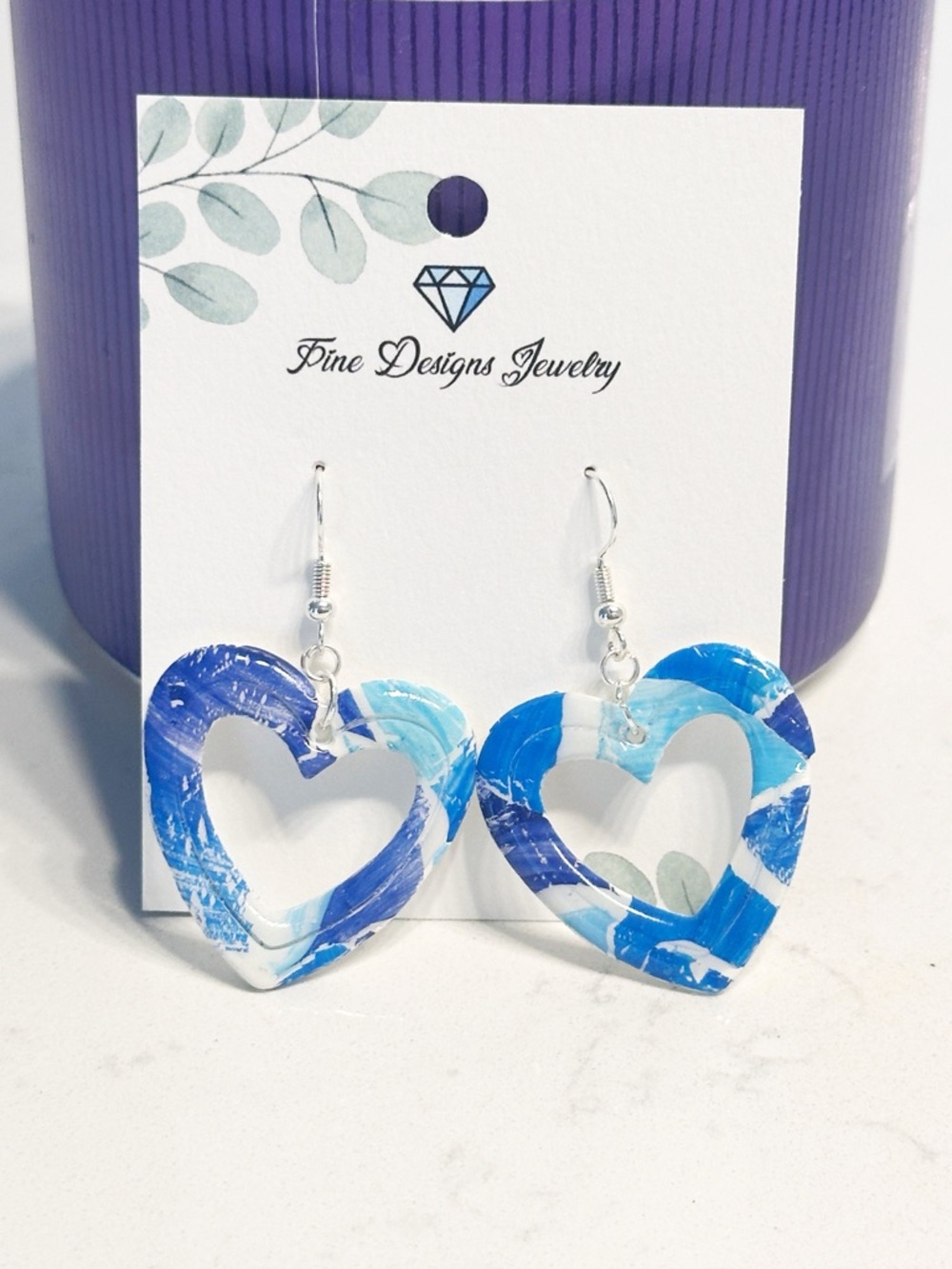 Deep Blue Heart Earrings